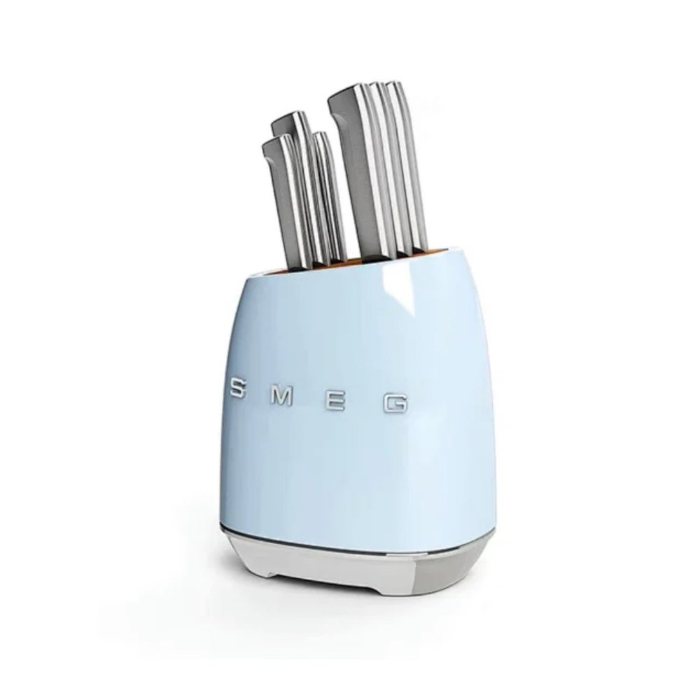 SMEG Knife  Block Set 6 piece BLUE/CREAM